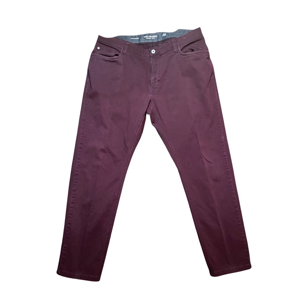 Van Heusen Men’s Slim Fit Pants 34x30 | Burgundy Chinos Casual Workwear preppy